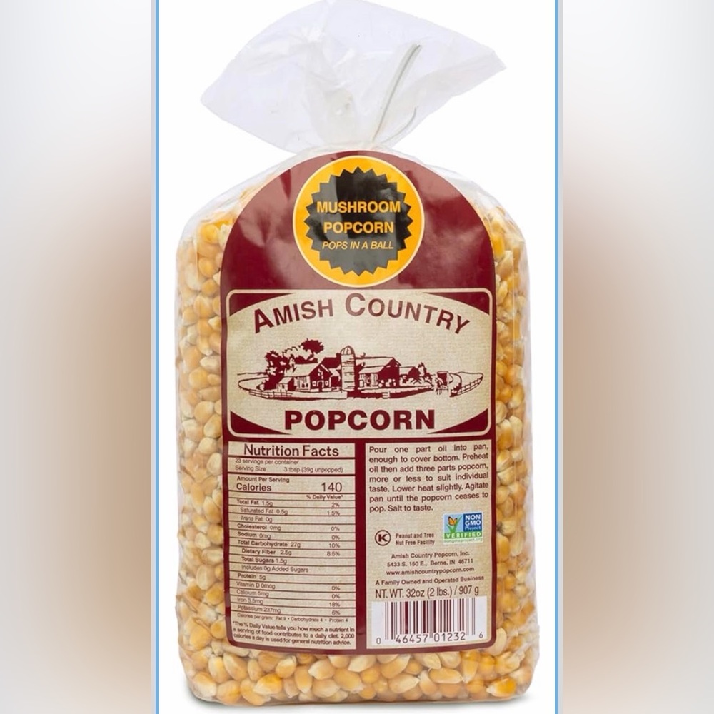 Amish Country Popcorn |2 lbs| Mushroom Popcorn Kernels|Old Fashioned Gluten Free